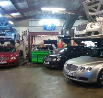 interior of specialist bentley workshop